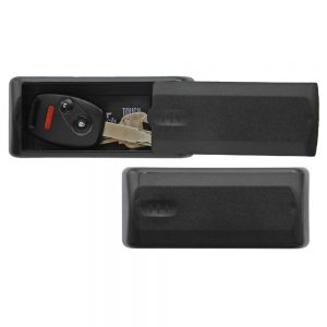 Master Lock 207D magnetic key case shown with vehicle key.